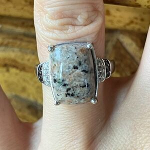 Natural Yooperlite Red Garnet Sterling Silver Ring Size 7